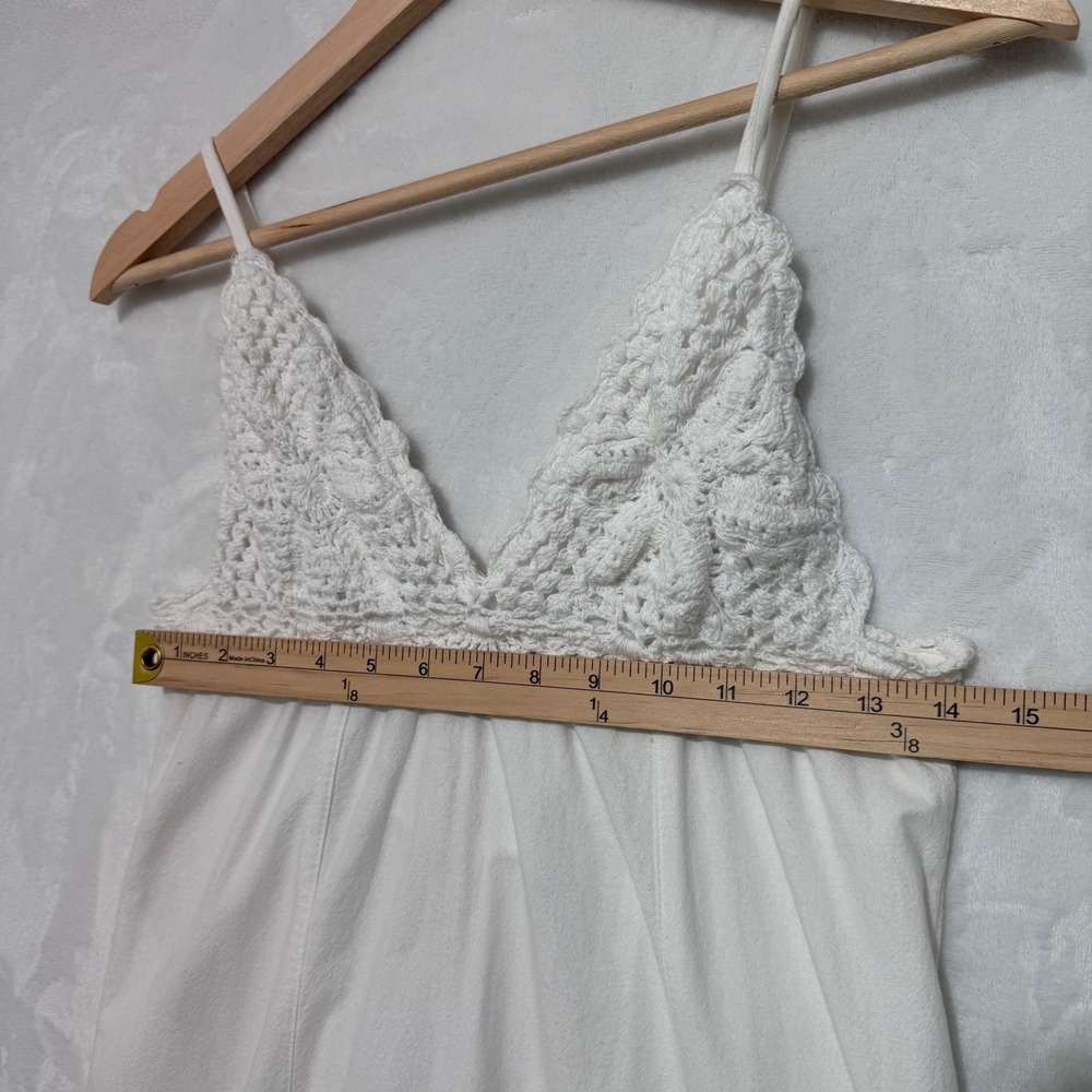Free People Crochet Top Lovey Maxi Dress White Bride Beach Sz Sm Resort Summer - Picture 8 of 14